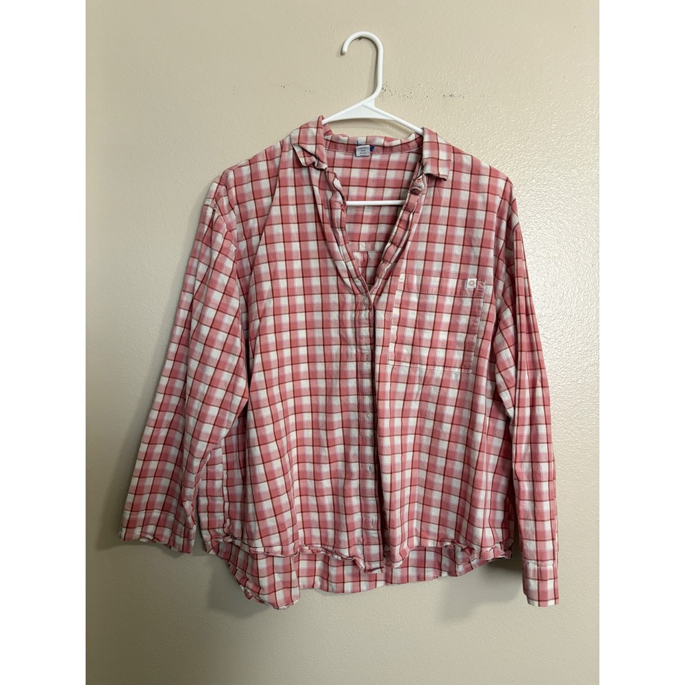 Old Navy ONLY Women's Pink Plaid Cotton Pajama Set Button Down Medium / Large